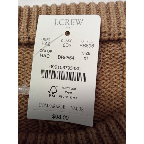 NWT J. Crew Men's Brown Crewneck Sweater Size XL - Picture 4 of 5